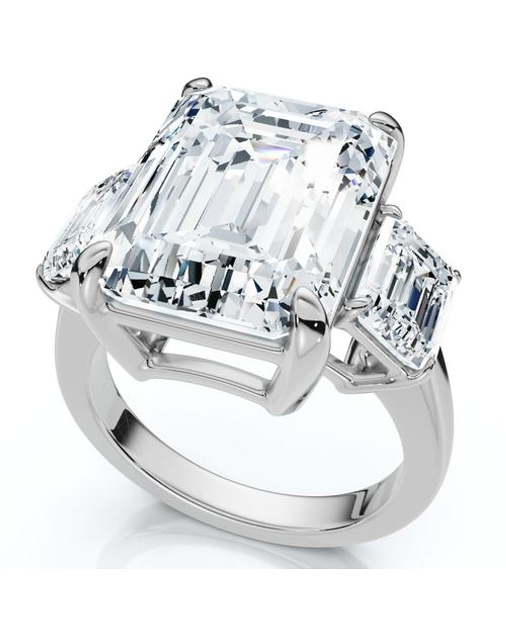 Bliss Diamond Certified 12Ct Emerald Cut Diamond Engagement Ring 14K ...
