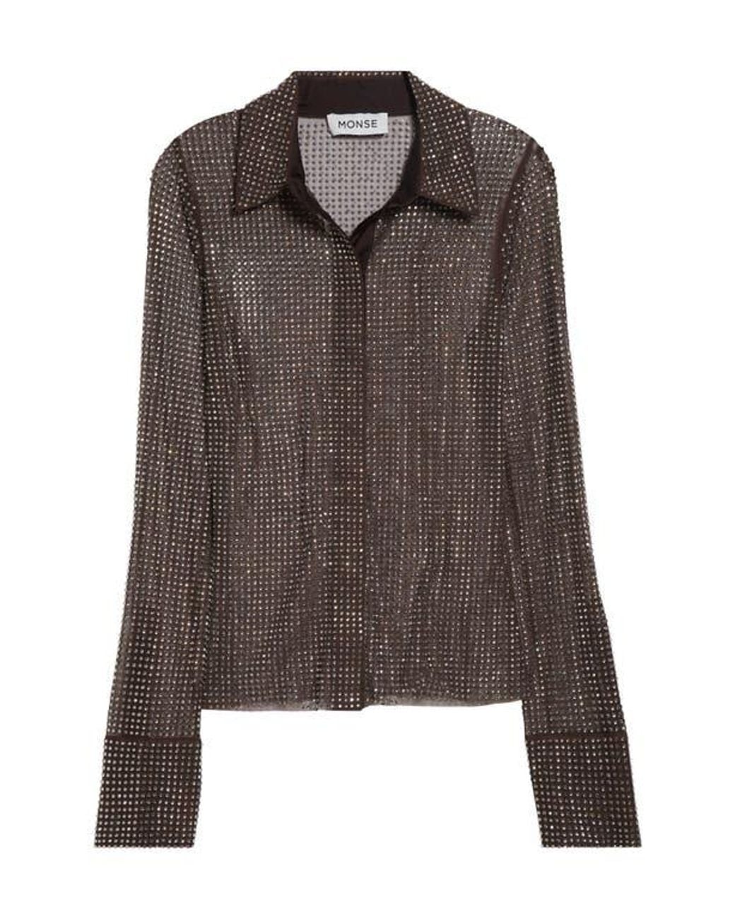 Monse Brown Crystal Embellished Button-Up Shirt