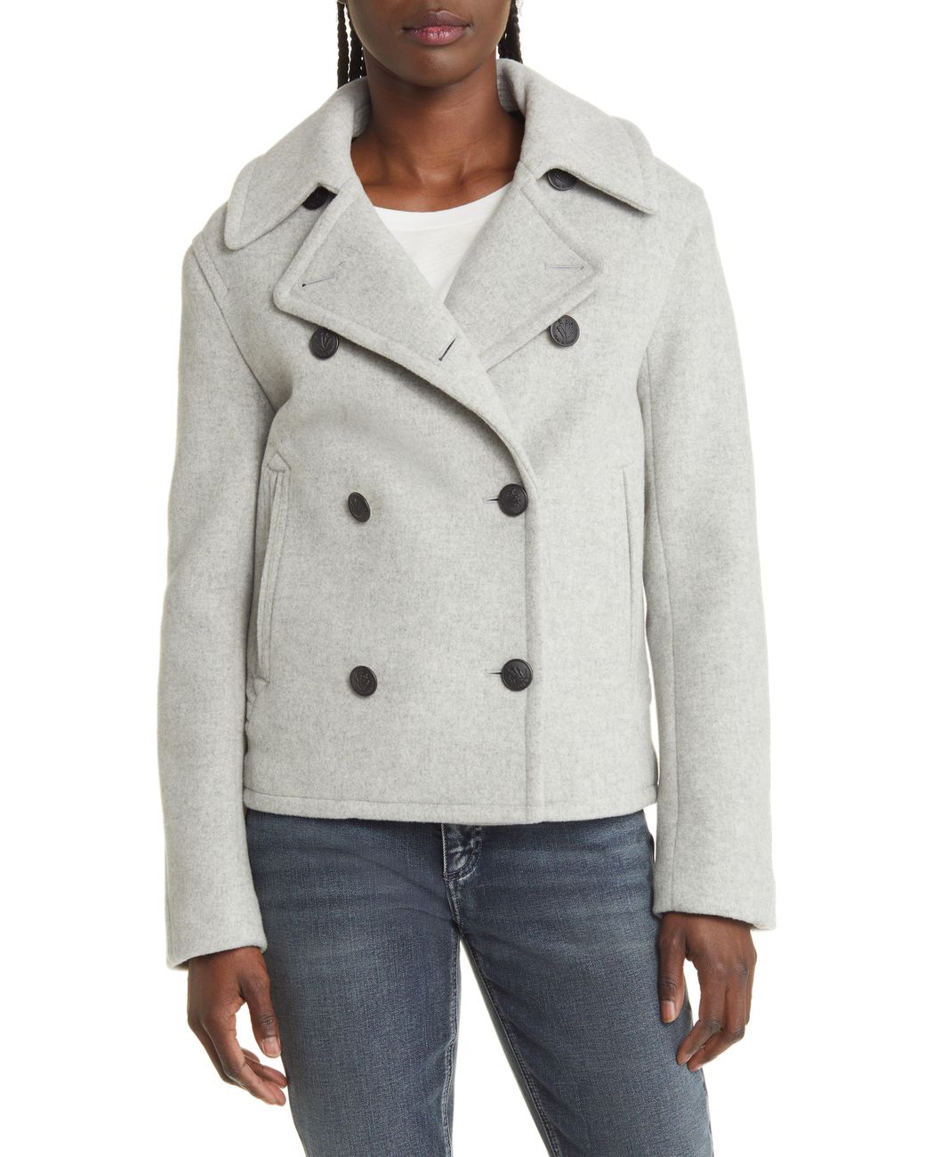 grey wool peacoat