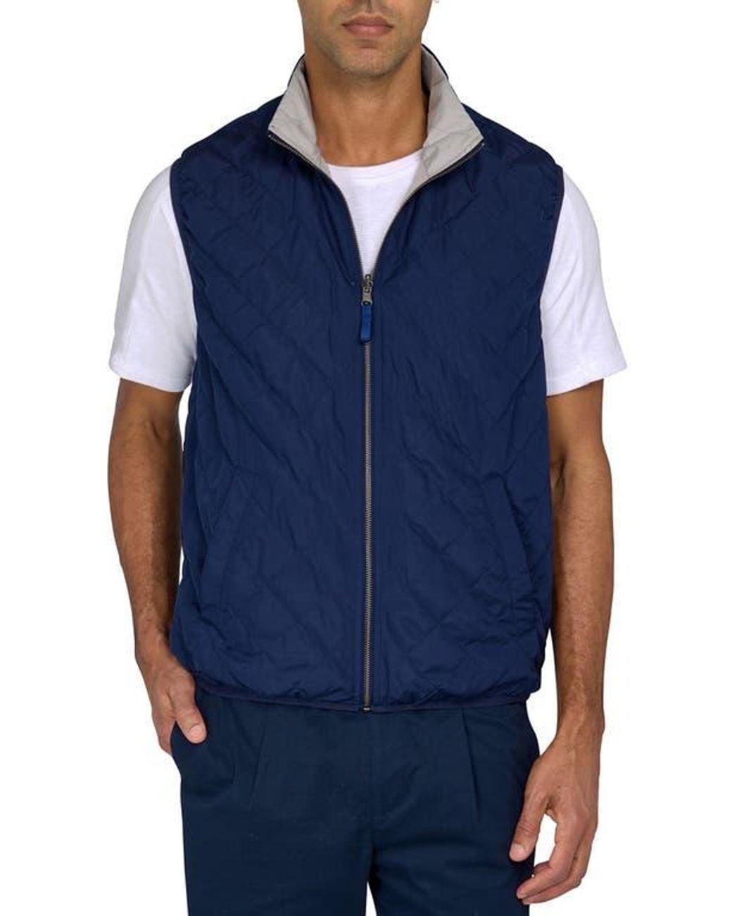 Con.struct Blue Solid Reversible Vest for men