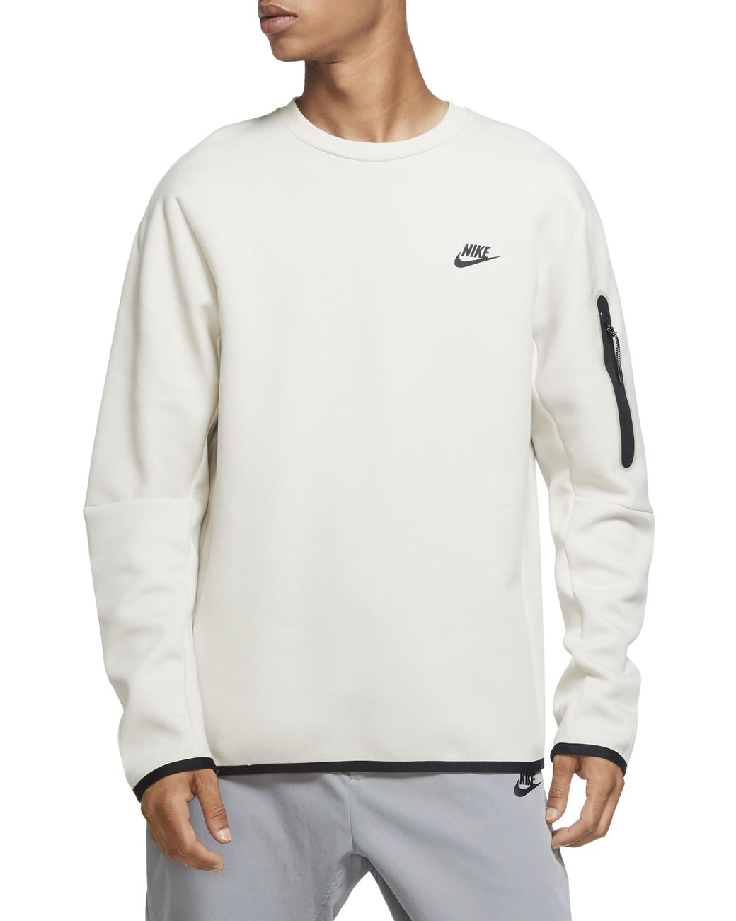 Nike Sportswear Tech Fleece Crewneck Sweatshirt in Light Bone/Black (Red) for Men - Lyst