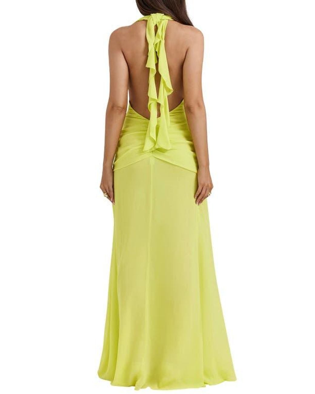 chinese dress ladies HOUSE OF CB (yellow) Gabbi ruffled maxi main image 0