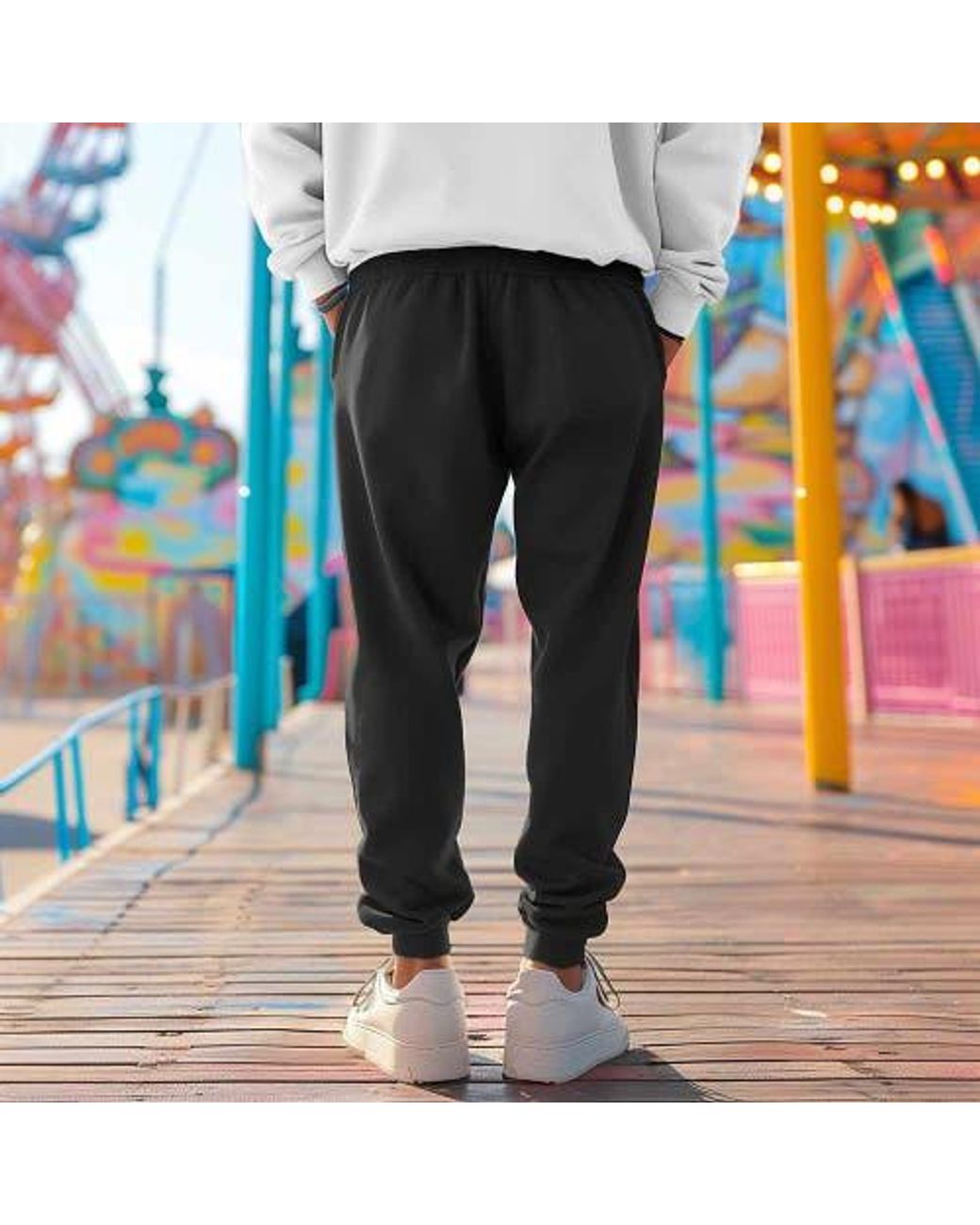 Alix Black Ghost Fleece Jogger Sweatpants for men