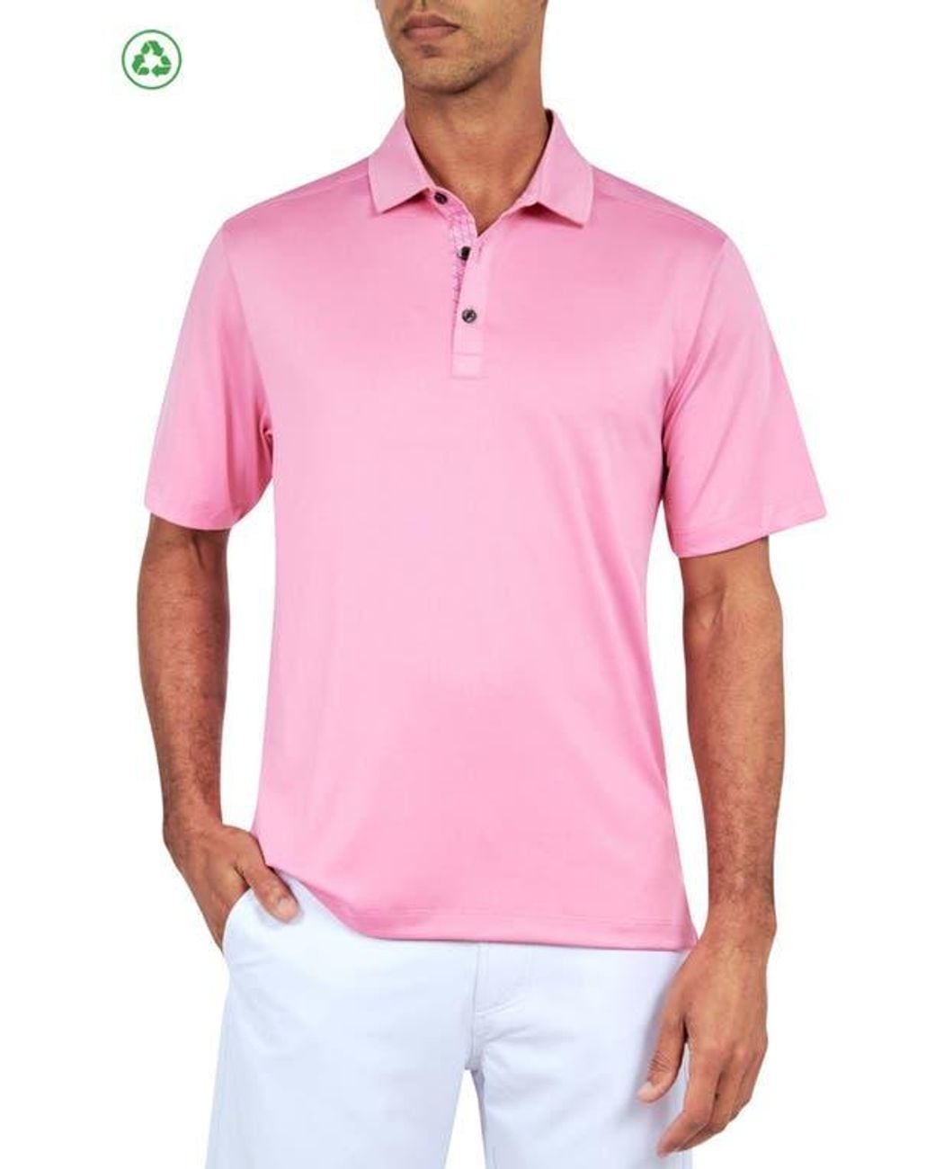 Con.struct Pink Regular Fit Solid Recycled Performance Golf Polo for men