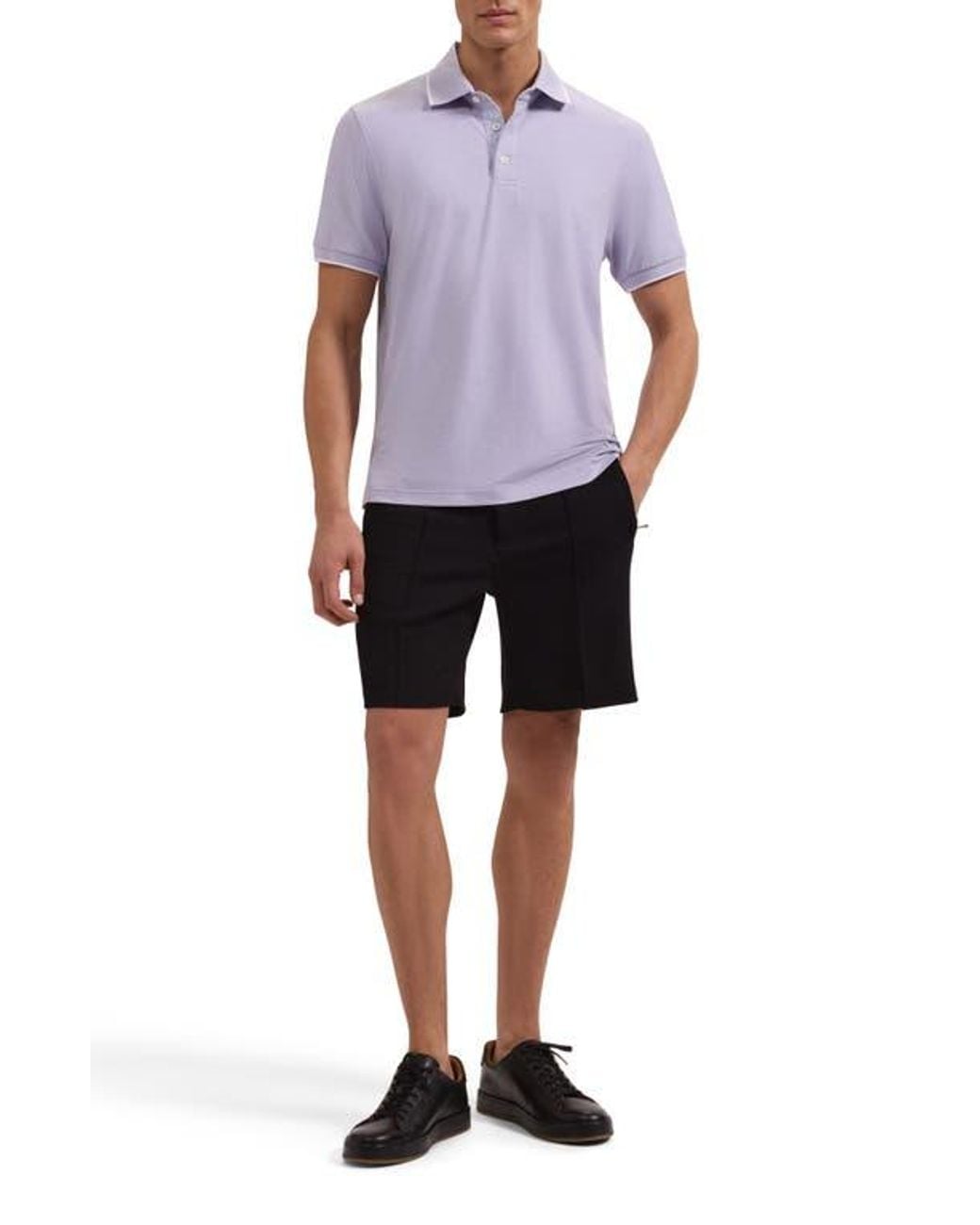 Bugatchi Purple Performance Tipped Polo for men