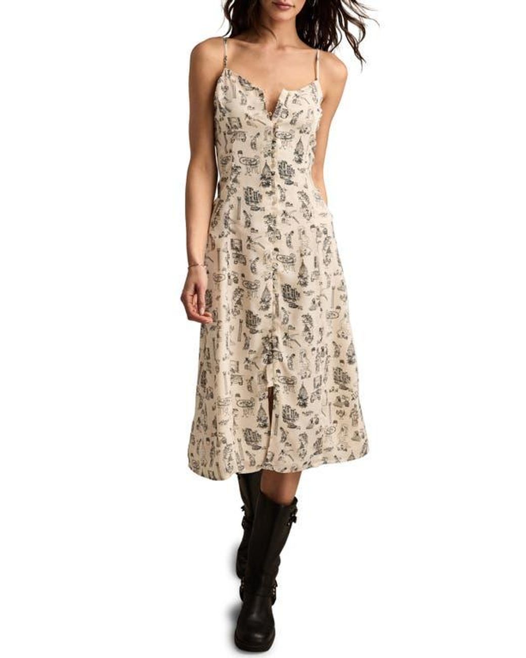 Lucky Brand Simone Allover Print A-Line Dress in Natural | Lyst Lucky Brand Simone Allover Print A-Line Dress in Natural | Lyst