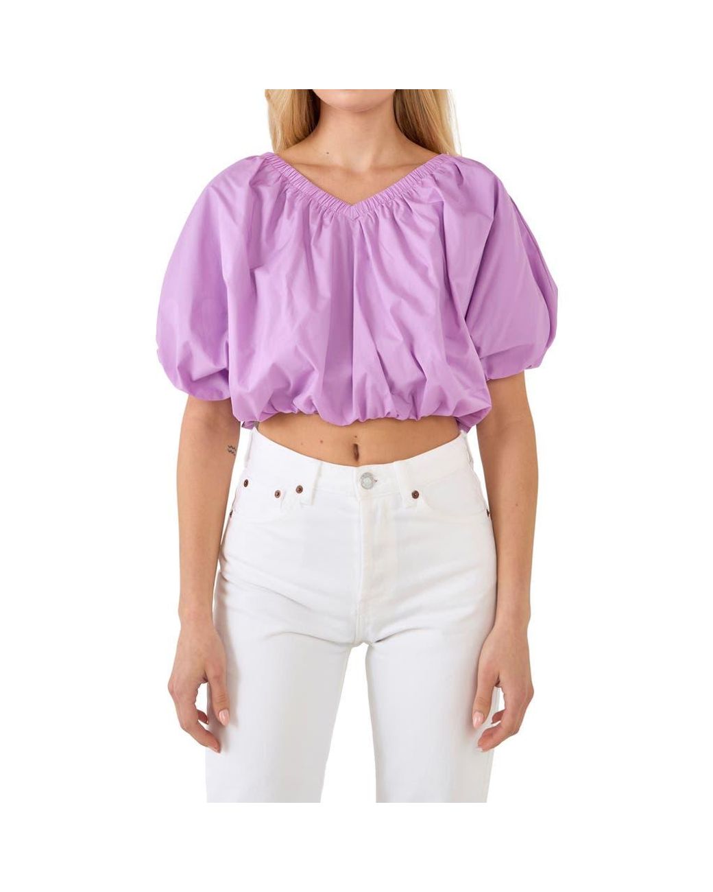 Endless Rose Purple Puff Crop Blouse