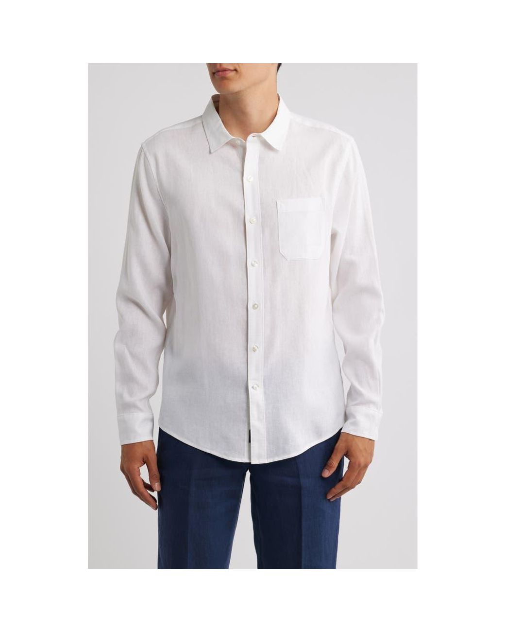 Mack Weldon White Linen Button-Up Shirt for men