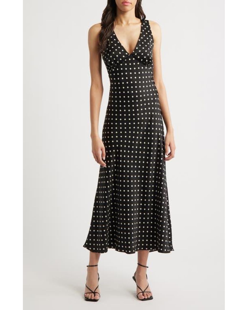 blue dress for baby girl Black Polka Dot Maxi Dress - All Dresses main image 1