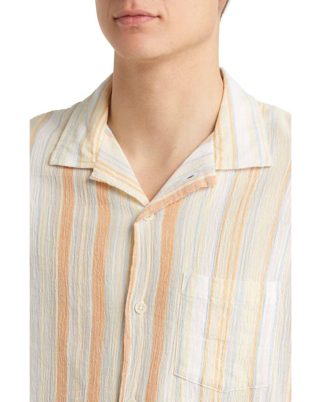 Corridor NYC Baja Stripe Short Sleeve Cotton Button-up Shirt in