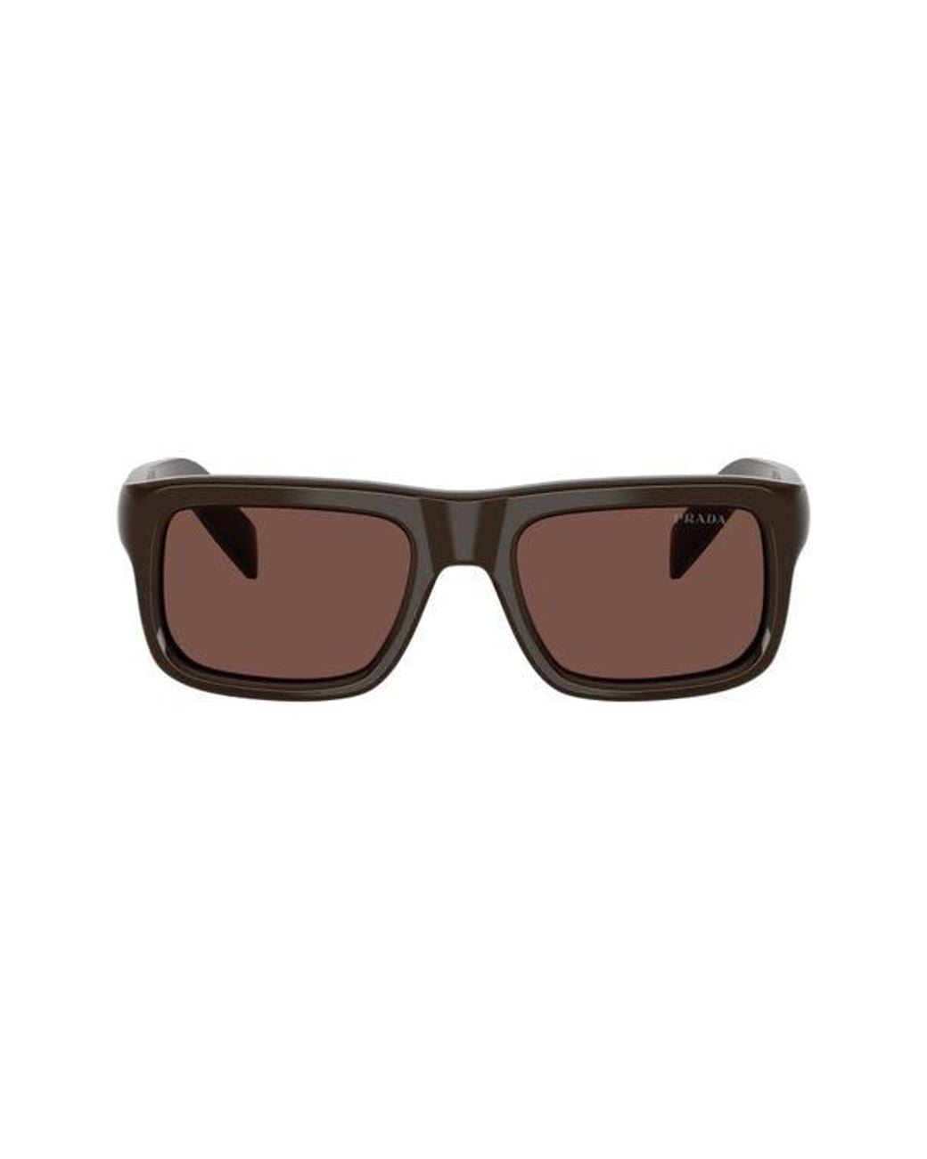 Prada Brown 56Mm Rectangular Sunglasses for men