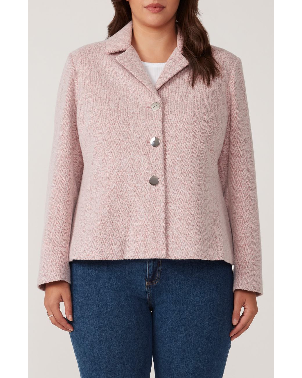 Estelle Pink Herringbone Tweed Jacket