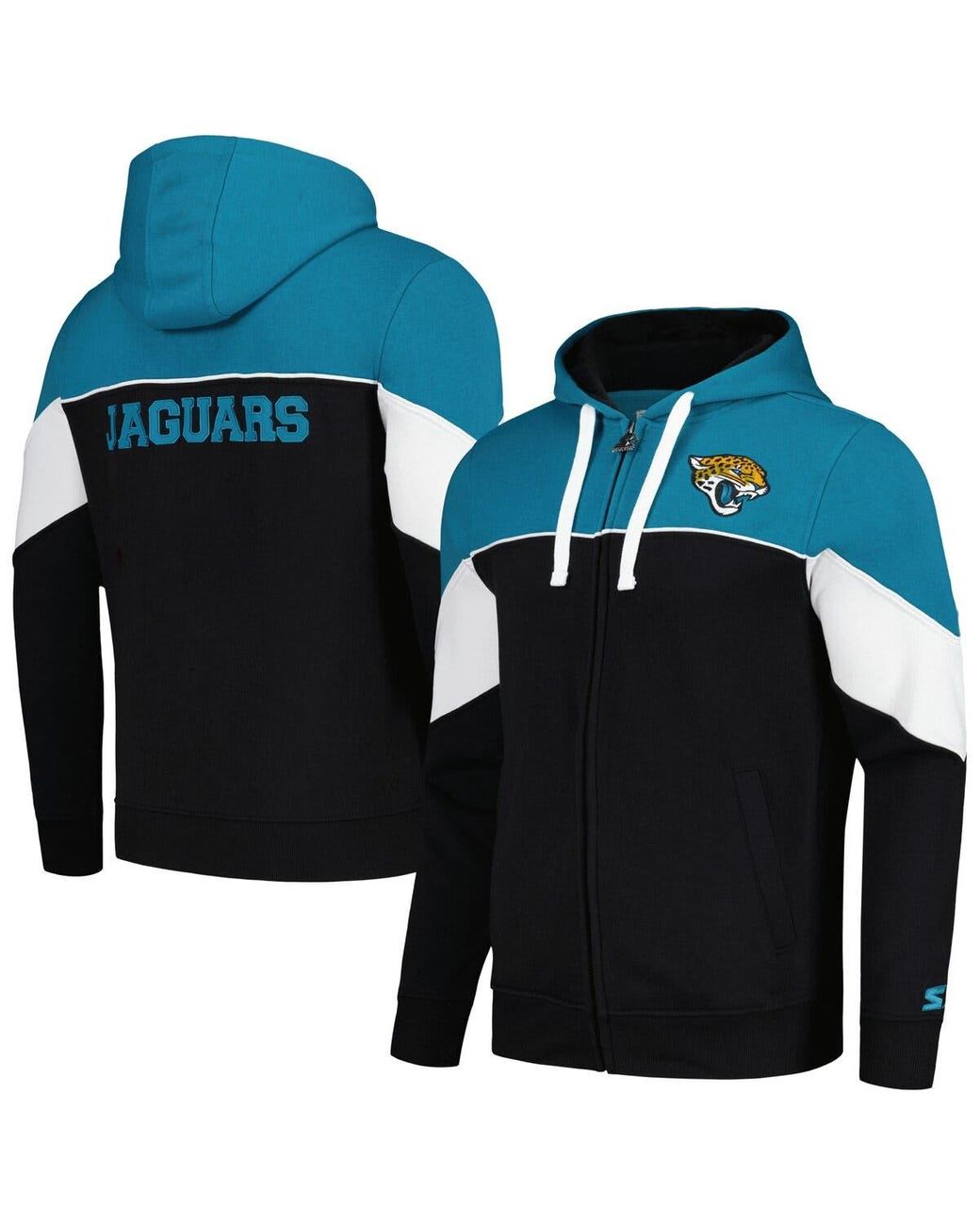 Starter teal Jacksonville Jaguars Running Back Full zip Hoodie At