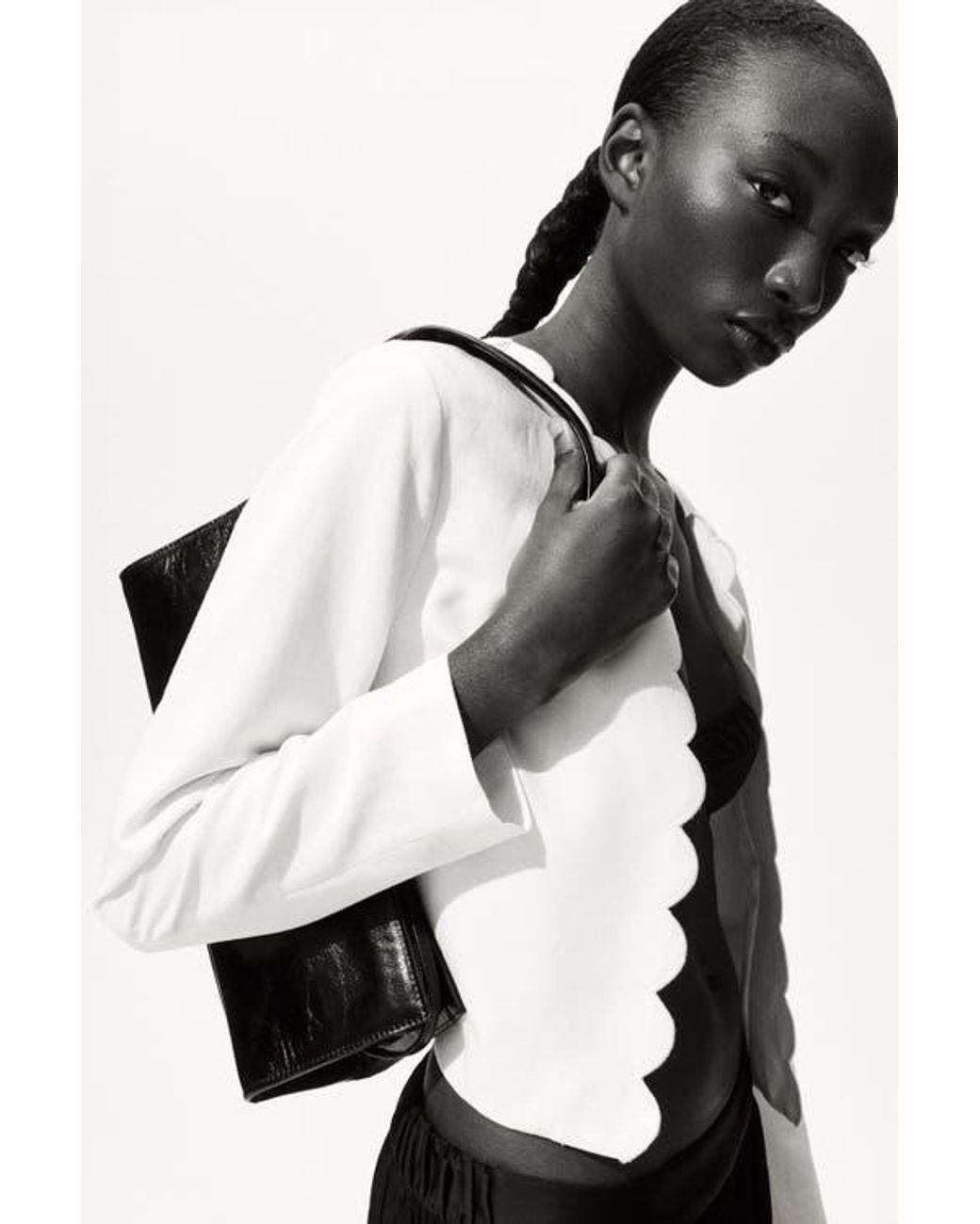 H&M Black Scalloped-Edge Jacket