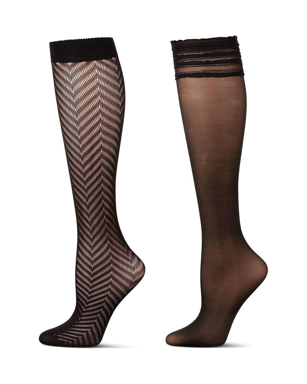 Memoi Black Assorted 2-Pack Knee High Socks