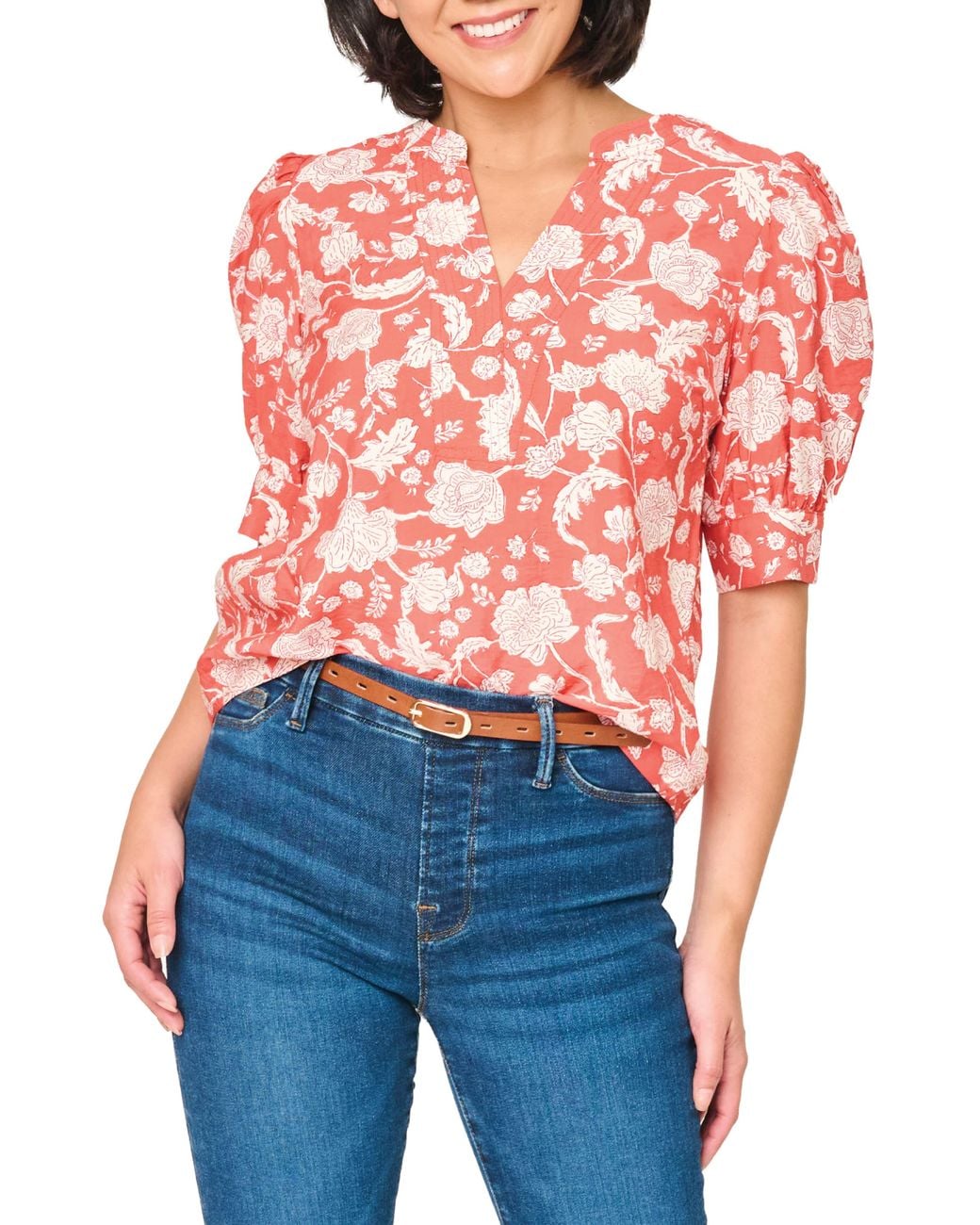 Gibsonlook Blue Notch Neck Pullover Top