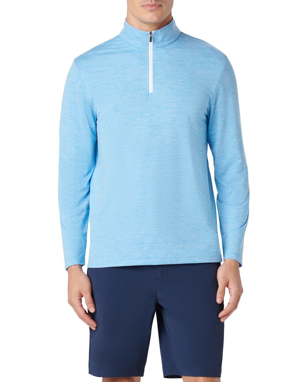 Bugatchi Blue Quarter Zip Performance Pullover for men