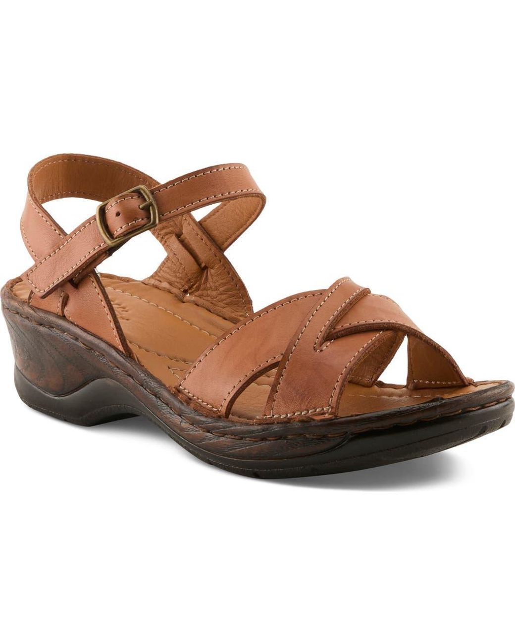Spring Step Brown Amareza Ankle Strap Sandal