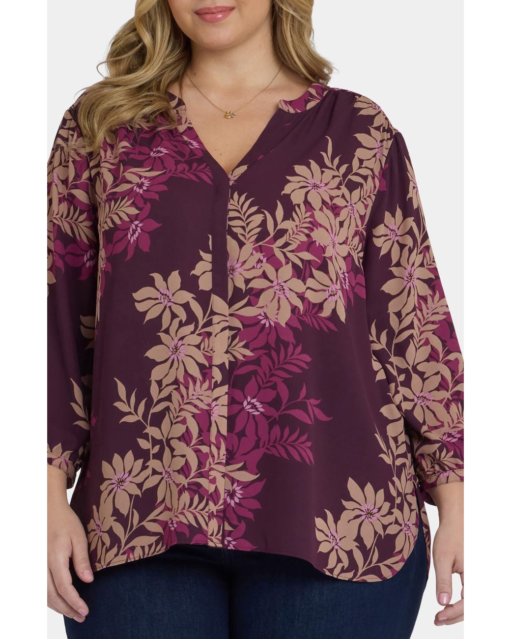 NYDJ Red Pintuck Top