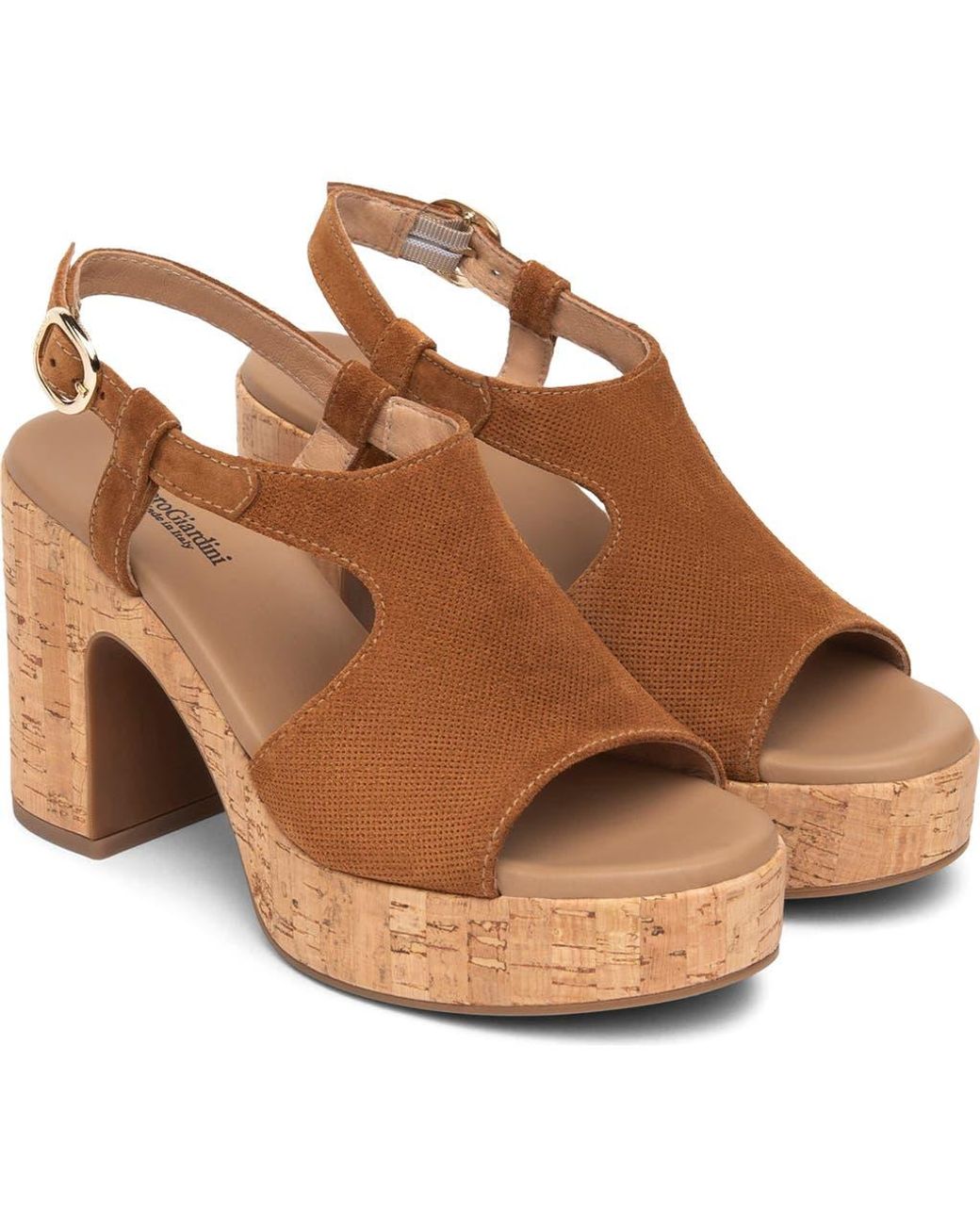 Nero Giardini Brown Slingback Platform Sandal