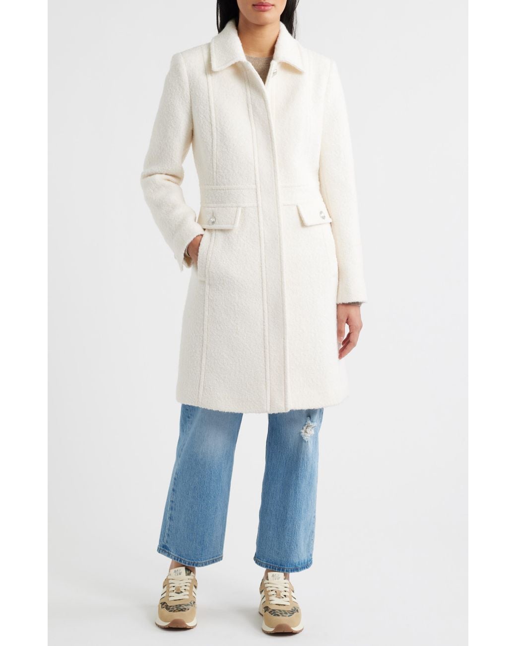 Sam Edelman Blue Bouclé Longline Coat