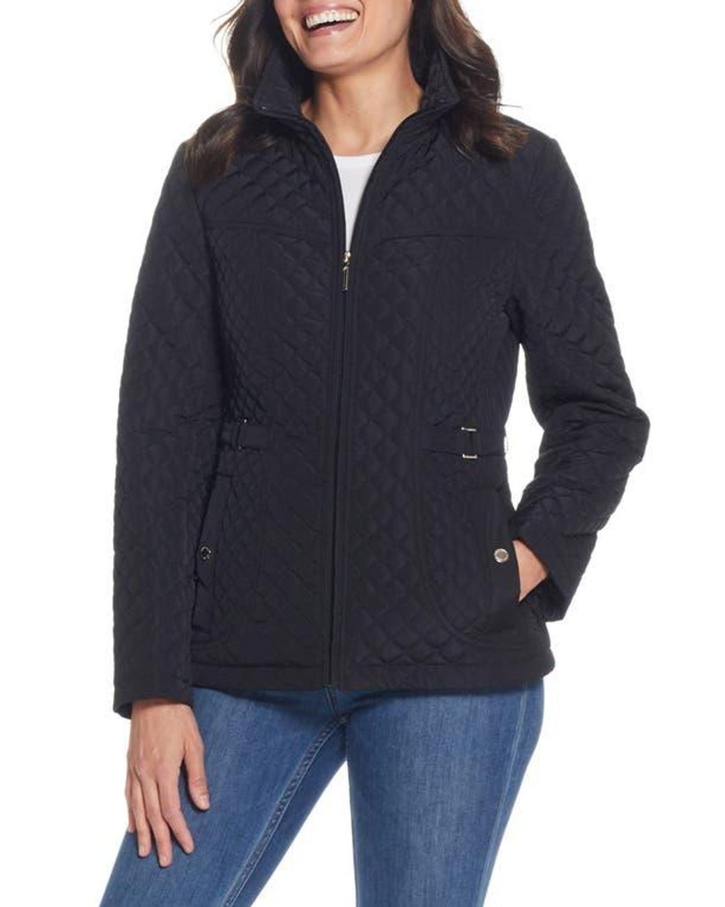 Gallery Blue Quilted Stand Collar Jacket