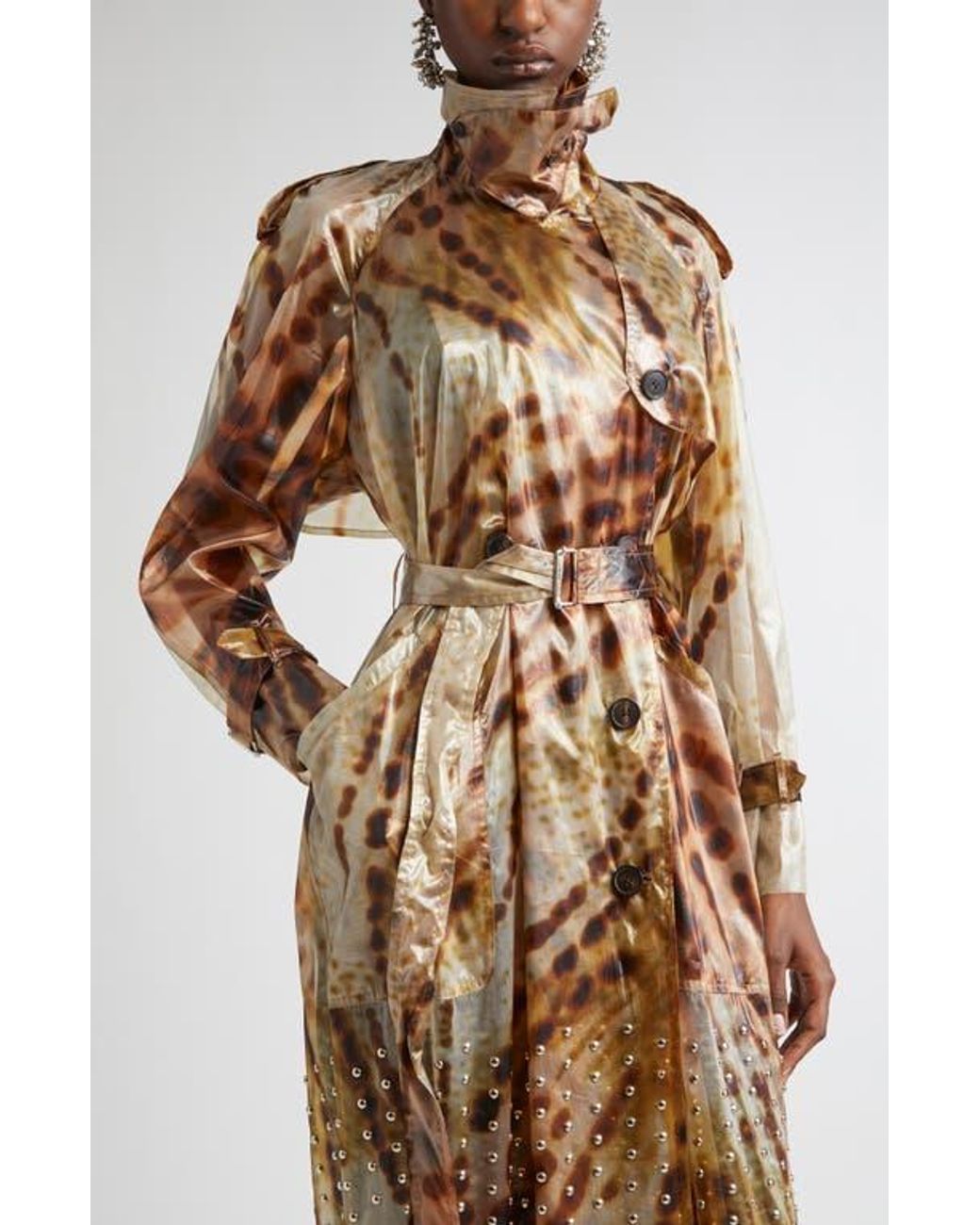 トレンチコート DRIES VAN NOTEN RISTO PRINTED COTTON TRENCH COAT Floral cotton trench coat in blue - Dries Van Noten | Mytheresa