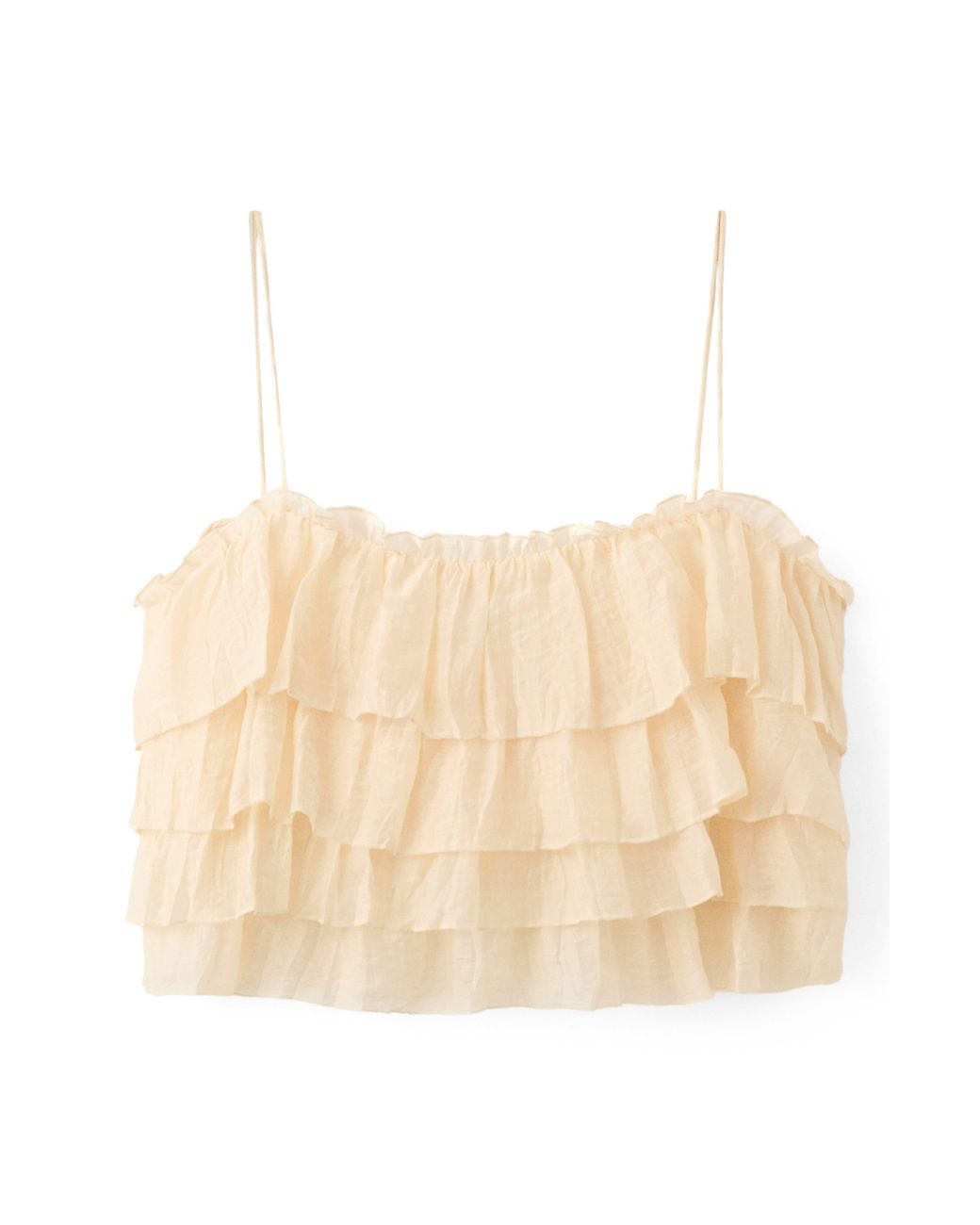 Mango Natural Layered Ruffle Crop Camisole