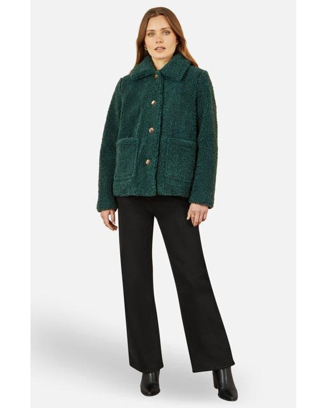 Yumi' Green Short Teddy Bear Jacket