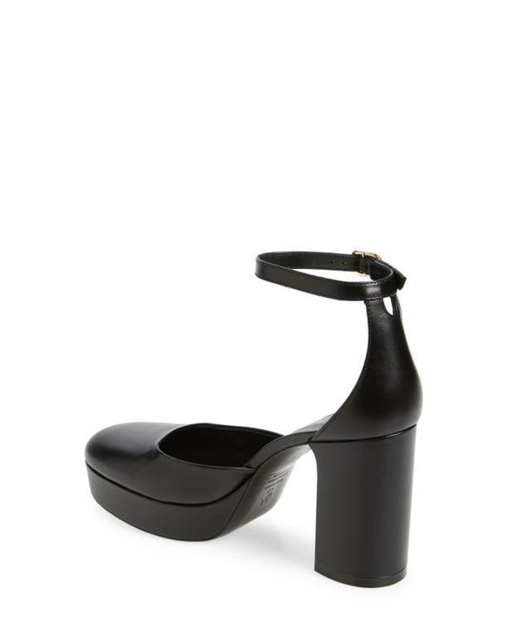 Stuart Weitzman Black Leather Platform Ankle-Strap Pumps