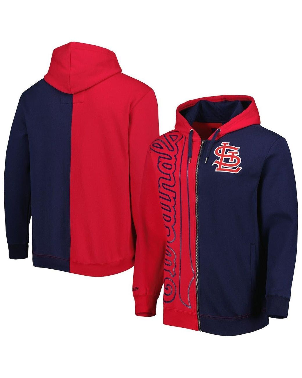 Men's Mitchell & Ness Red/Royal Atlanta Braves Fleece Full-Zip Hoodie Size: Small