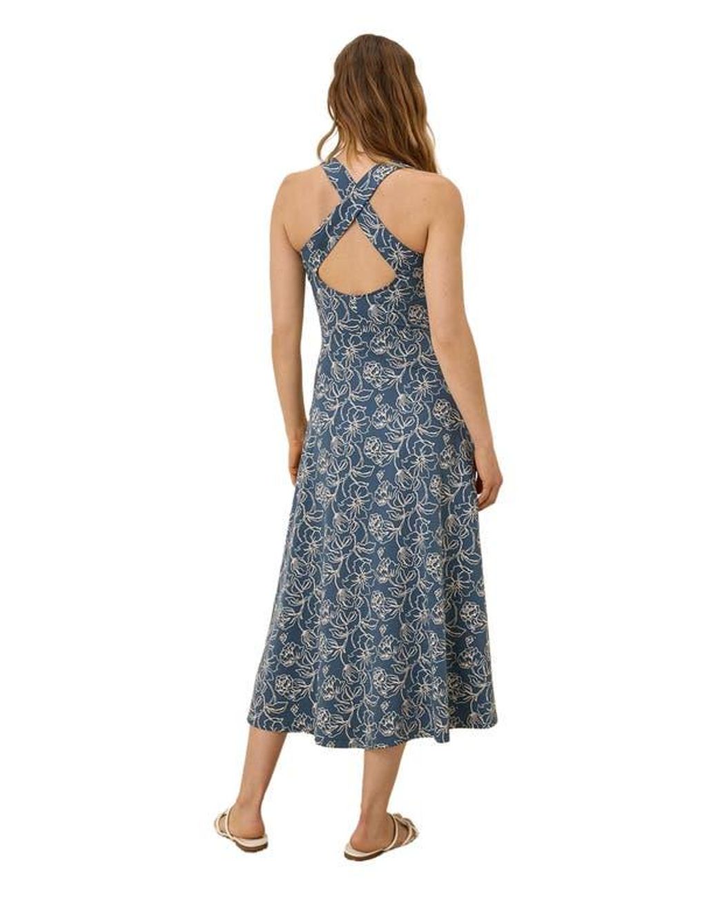 pact fit and flare open back maxi dress PACT Organic Fit & Flare Open Back Maxi Dress - Dayspring Blooms Multi