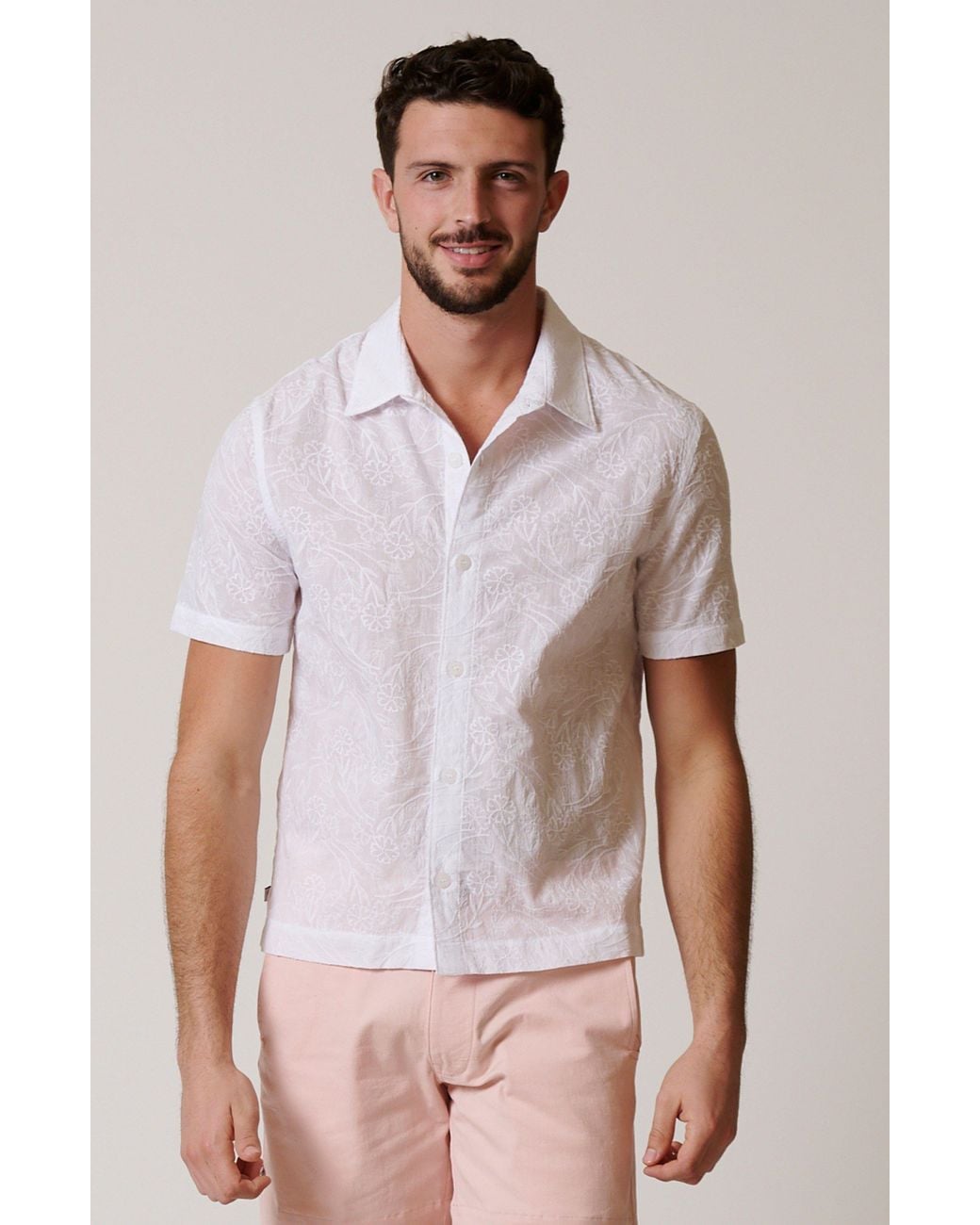 LEISURE LAB White Puerto Escondido Button Up for men