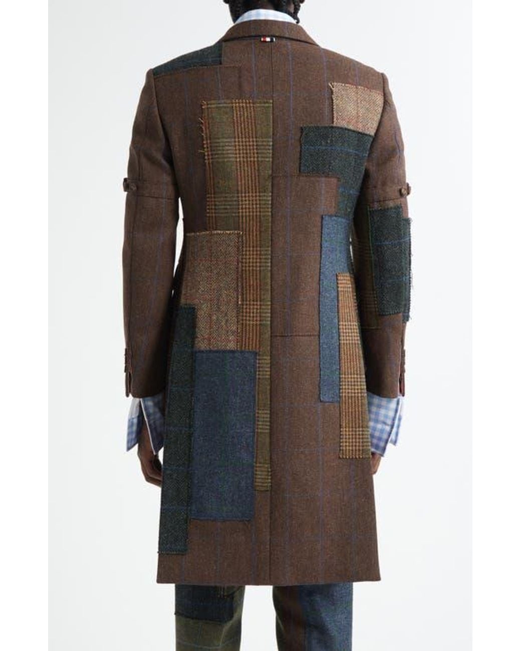 Thom Browne Black Patchwork Wool Coat for men