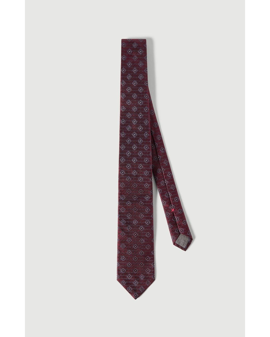 Brunello Cucinelli Purple Silk Tie With Geometric Pattern for men