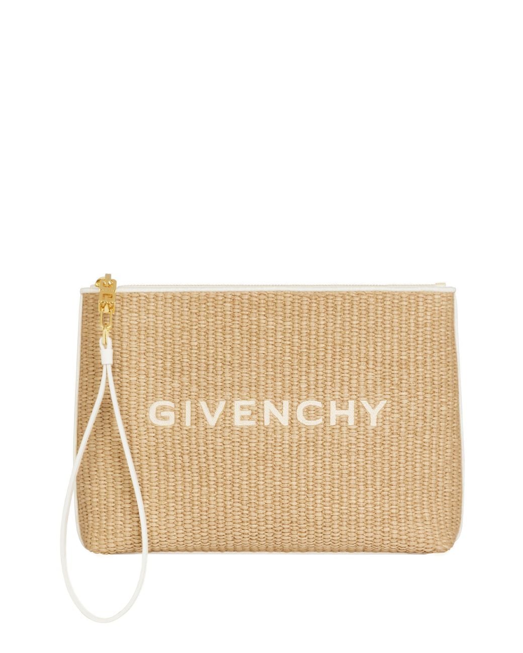 Givenchy Natural Logo Embroidered Raffia Pouch