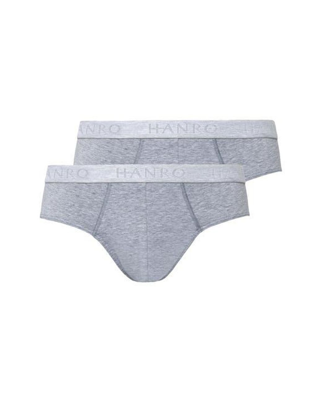 Hanro Gray Cotton Essentials 2-Pack Cotton Briefs for men