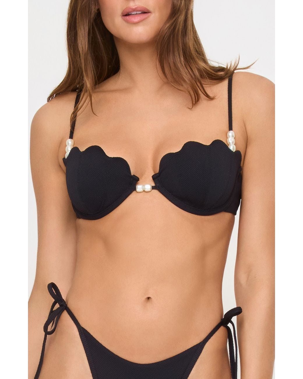 LSPACE Black Sunrise Shell Bikini Top