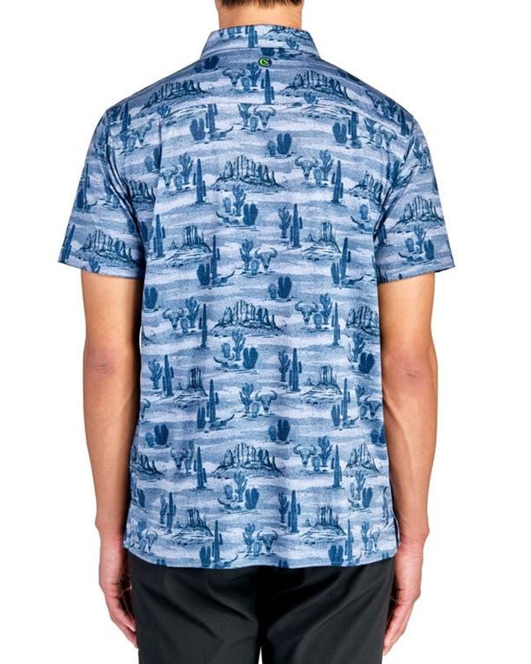 Con.struct Blue Regular Fit Desert Print Recycled Performance Golf Button-Down Shirt for men