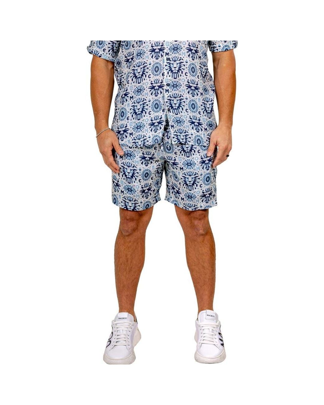 Maceoo Blue Marthyr Drawstring Shorts for men