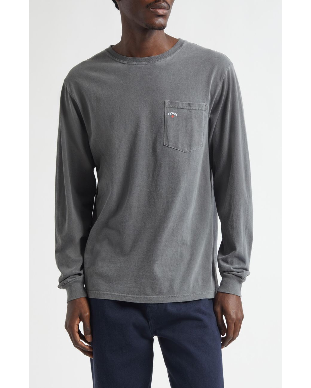 Noah Core Logo Long Sleeve Pocket T-Shirt in Gray for Men | Lyst