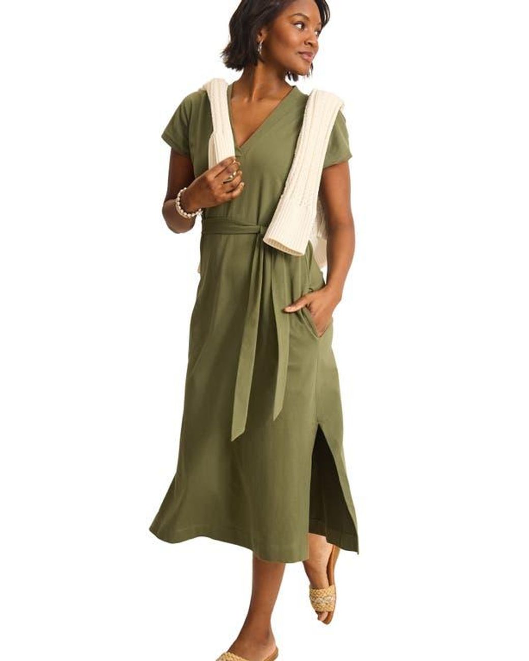 Tommy Bahama Islandscape Cotton Jersey Midi Dress in Green | Lyst