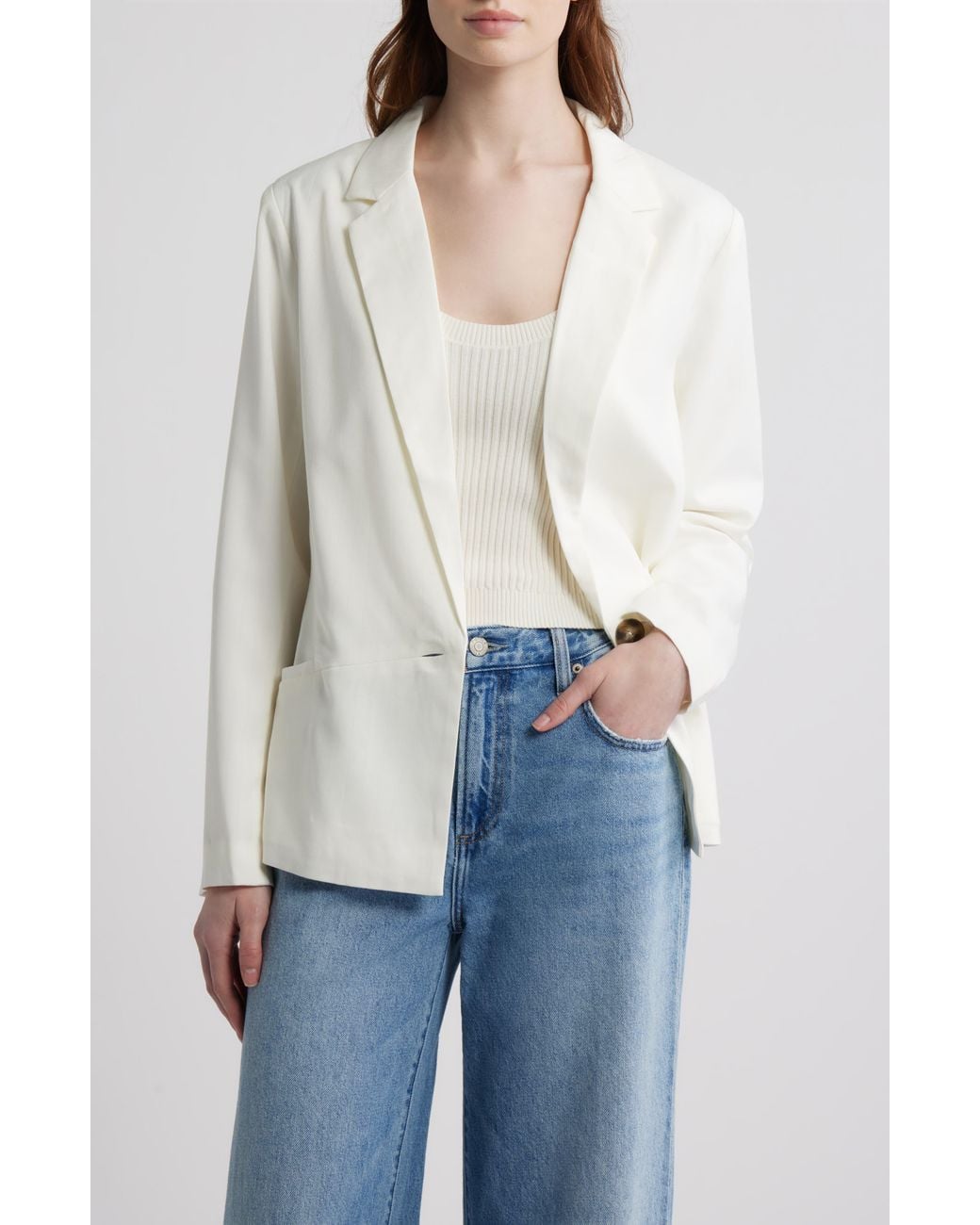 d.RA White Catherine One-Button Blazer