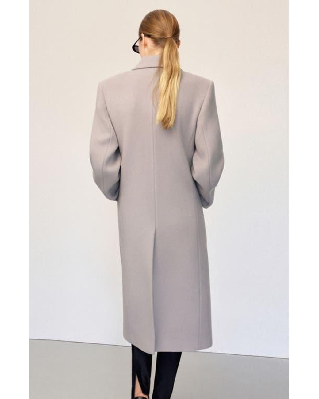 Mango Gray Double Breasted Virgin Wool Blend Coat