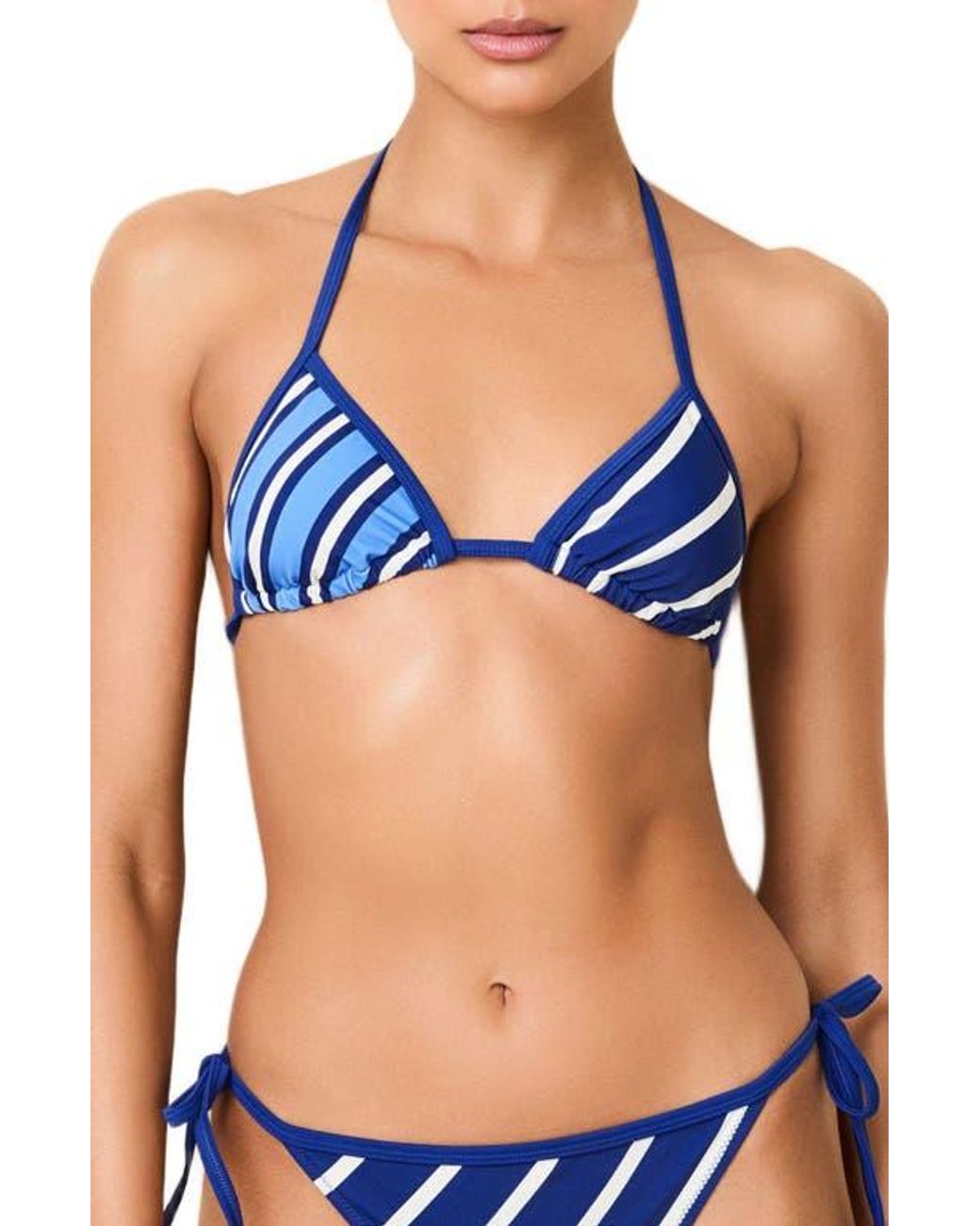 Solid & Striped Blue The Iris Stripe Triangle Bikini Top