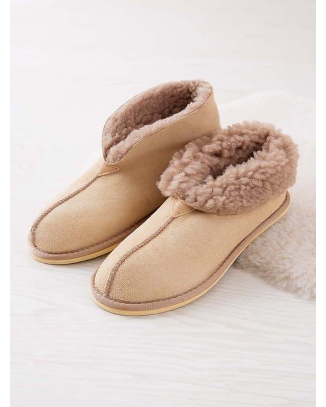 Celtic & Co. Natural Ladies' Shearling Bootee Slippers