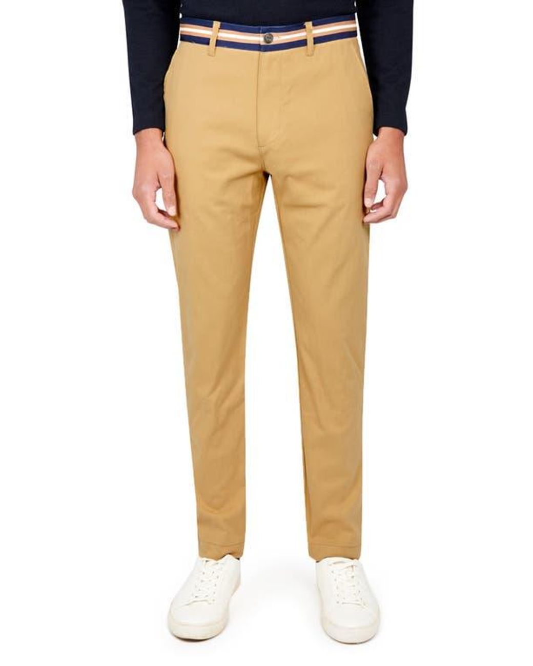 Con.struct Natural Slim Fit Solid Cotton Stretch Pants for men