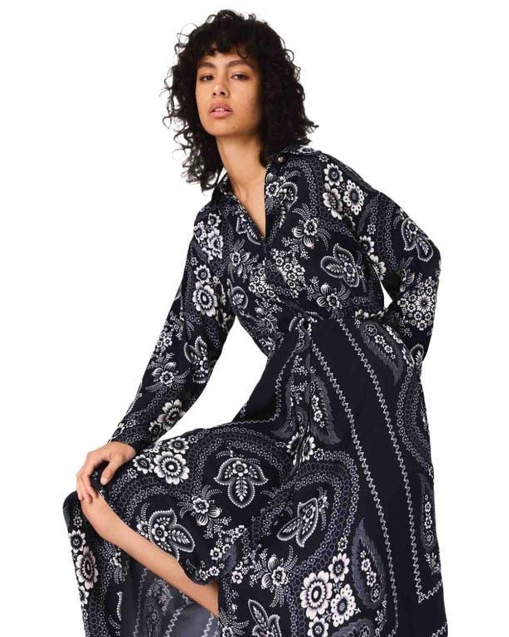Maje Maxi Bandana Print Dress in Blue | Lyst
