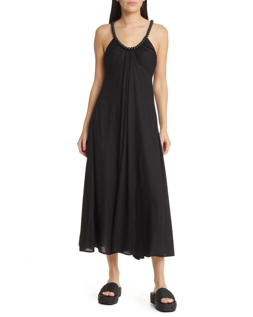 Chuck On Beaded Strap Maxi Dress in Black Lyst