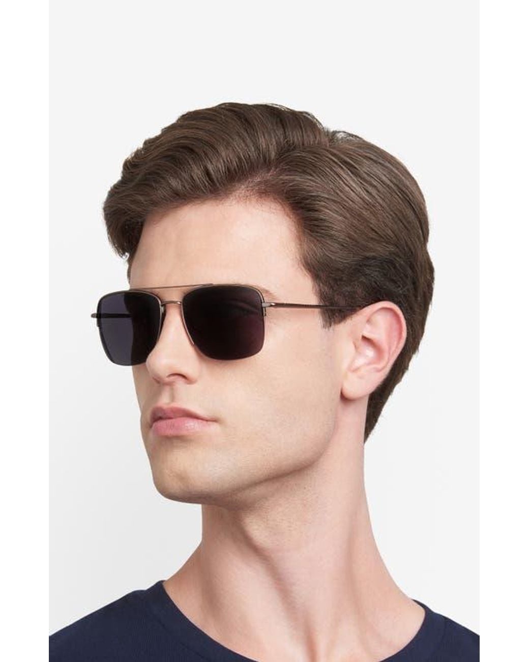 Fossil Blue 57Mm Rectangular Sunglasses for men